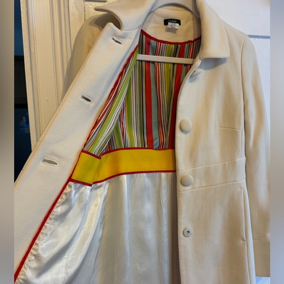 J Crew Wool-blend lady day pea coat in Ivory 2 Classic Silk Lining 3 Buttons - Picture 2 of 11